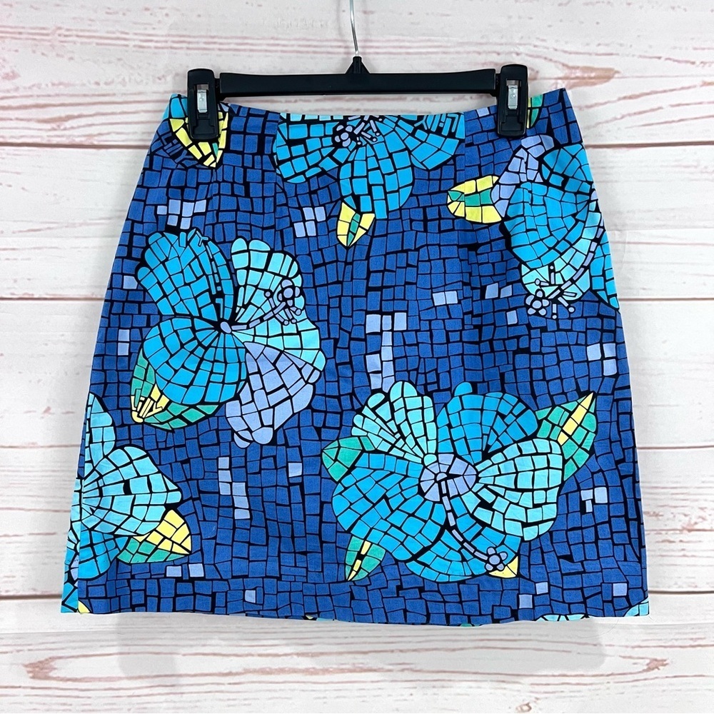 Vintage White Label Lilly Pulitzer Molokini Mosaic Hibiscus Lilly Floral Skirt
